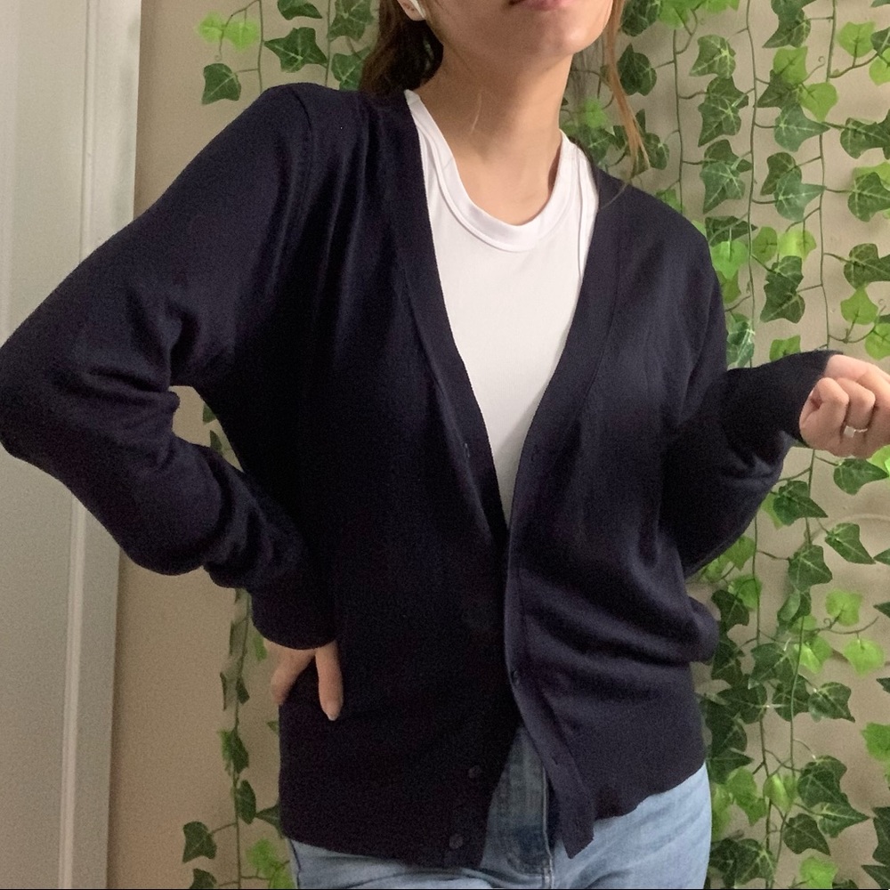 h&m dark navy basic cardigan